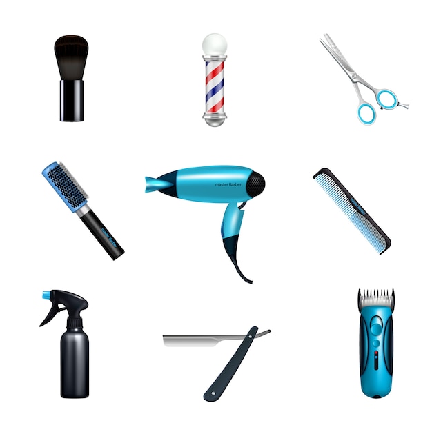 Vecteur gratuit barbershop icon set