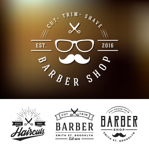 Vecteur gratuit barbier logos mis