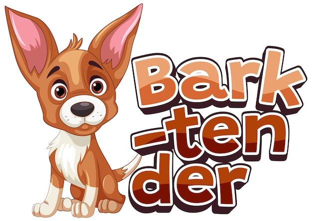 Vecteur gratuit bark tender funny pun avec un dessin animé de chien mignon