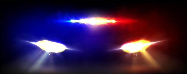 Vecteur gratuit barre lumineuse et phares des voitures de police
