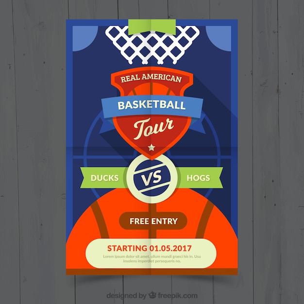 Vecteur gratuit basket-ball match de dépliant