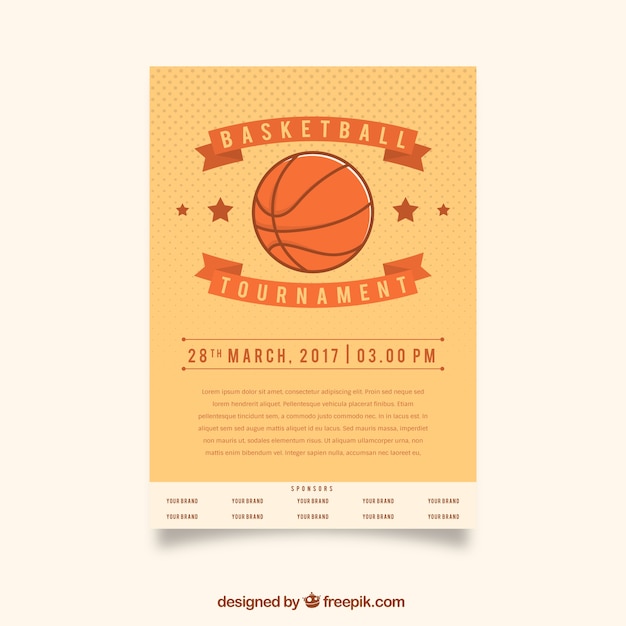 Vecteur gratuit basket-ball rétro tournoi brochure