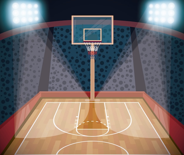 Vecteur gratuit basketball sport dessin animé paysage de jeu