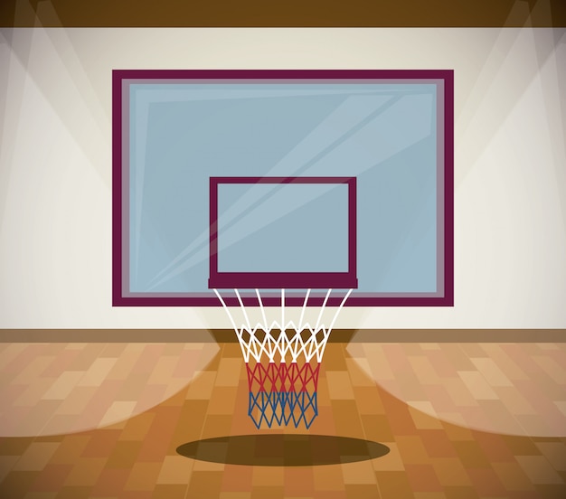 Vecteur gratuit basketball sport dessin animé paysage de jeu