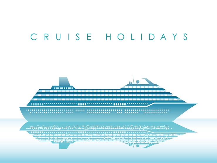 Vecteur gratuit bateau de croisière de luxe de vecteur sur l'océan isolé sur fond blanc