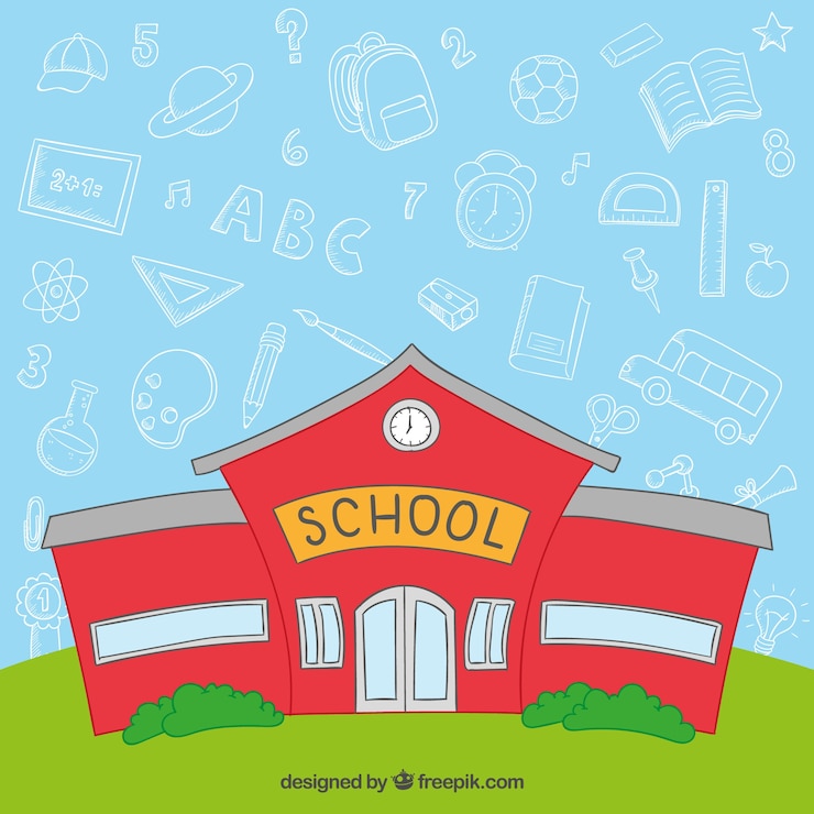 Vecteur gratuit bâtiment de l&#39;école rouge