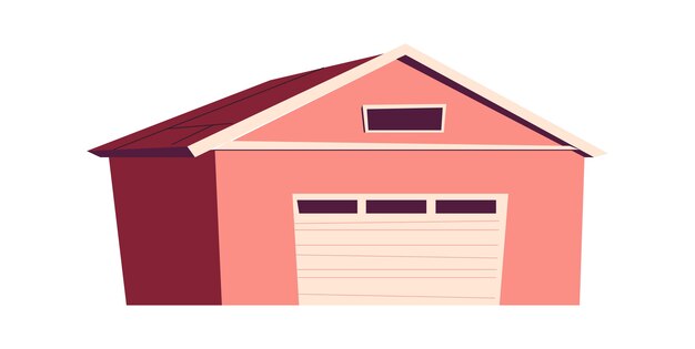 Bâtiment, garage, illustration de dessin animé de hangar