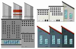 Vecteur gratuit bâtiments d'usine dans différentes illustrations de dessins