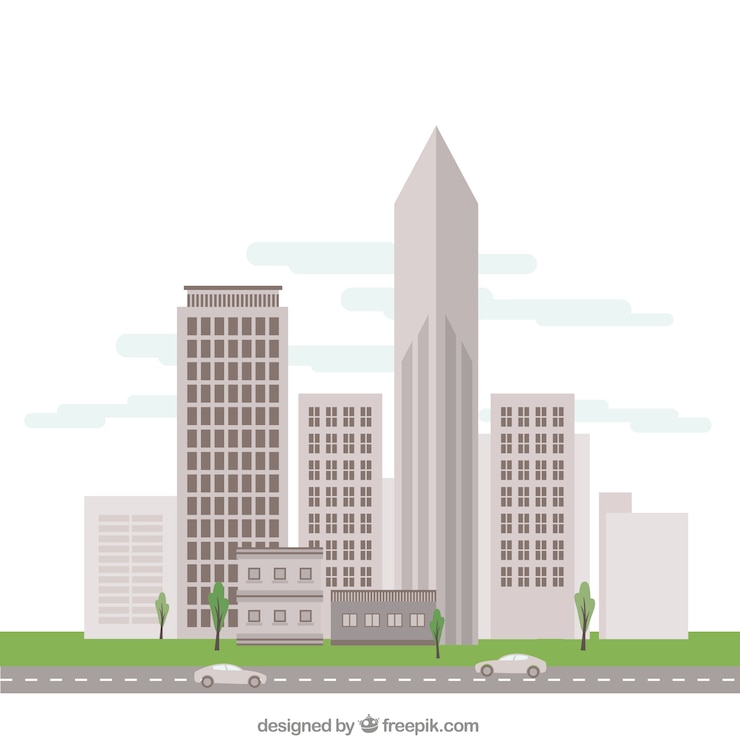 Vecteur gratuit bâtiments de la ville illustration