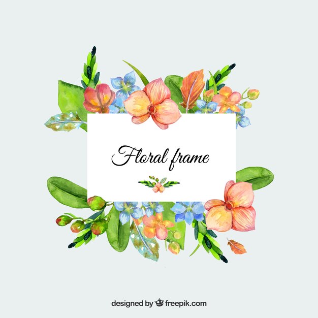 Beau cadre floral aquarelle