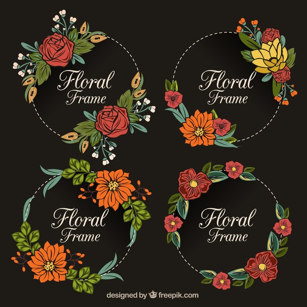 Vecteur gratuit beau cadre floral avec un design plat