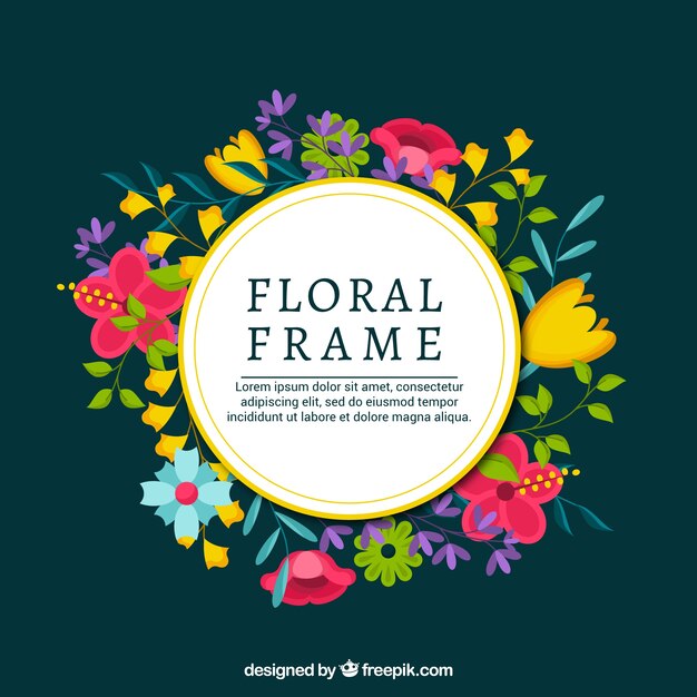 Beau cadre floral avec un design plat
