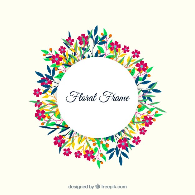 Beau cadre floral avec un design plat