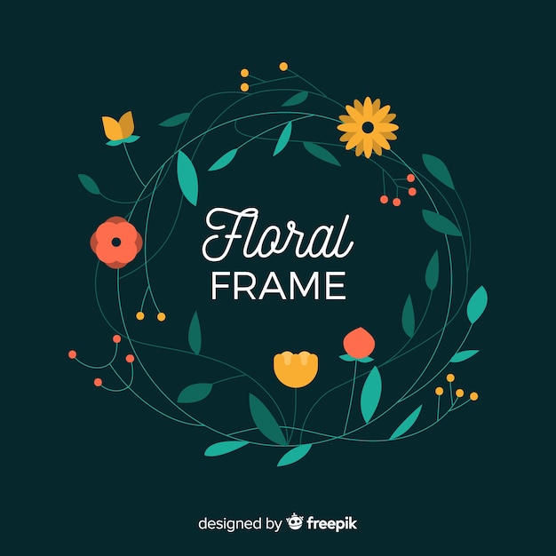 Vecteur gratuit beau cadre floral avec design plat