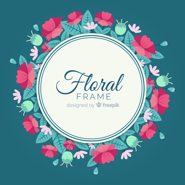 Vecteur gratuit beau cadre floral avec design plat