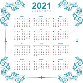 Beau Calendrier 2021 Pour Un Design Floral Colore Vecteur Gratuite calendrier 2021 beau