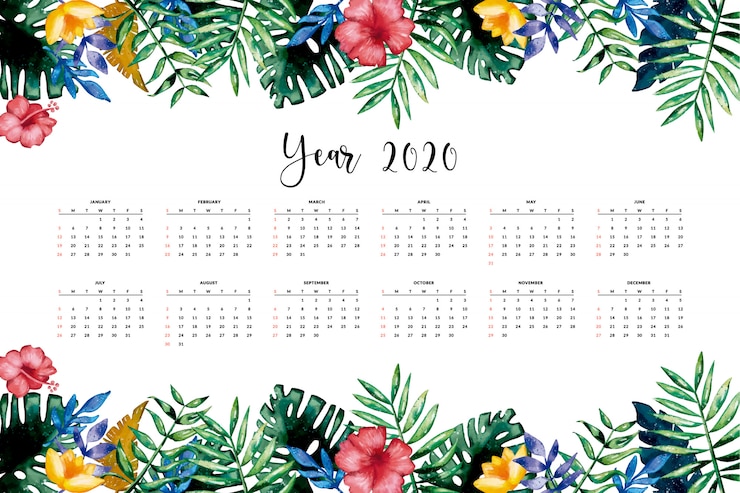 Vecteur gratuit beau calendrier floral