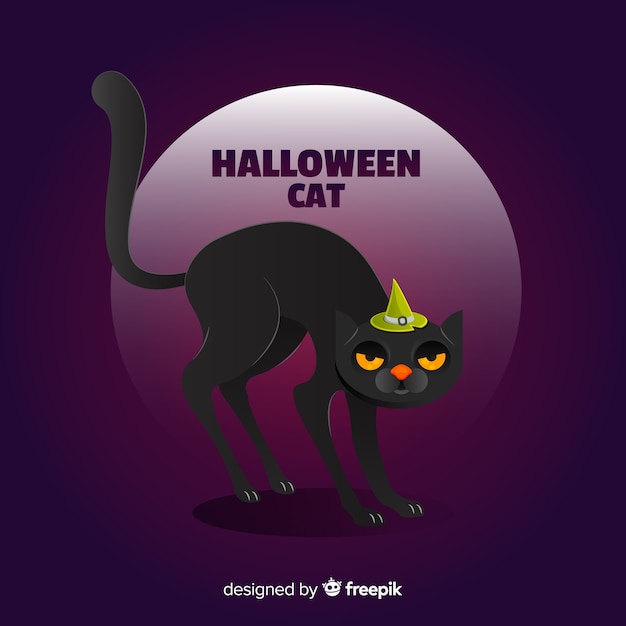 Beau Chat D'halloween Dessiné à La Main