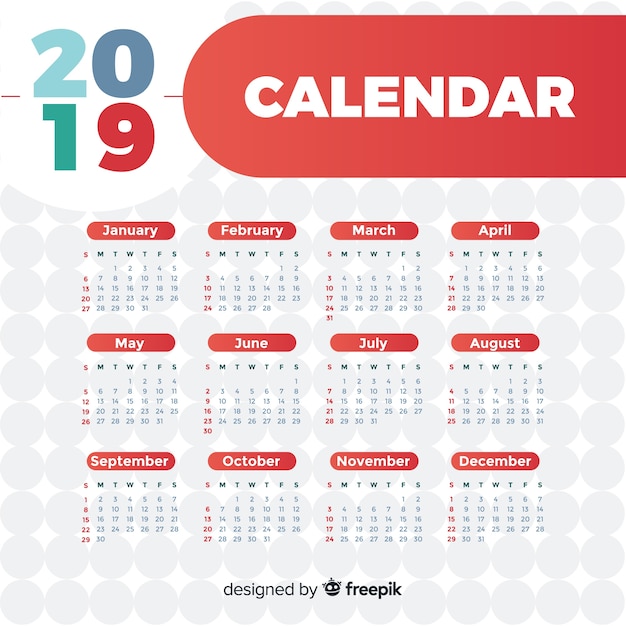 Vecteur gratuit beau concept de calendrier 2019