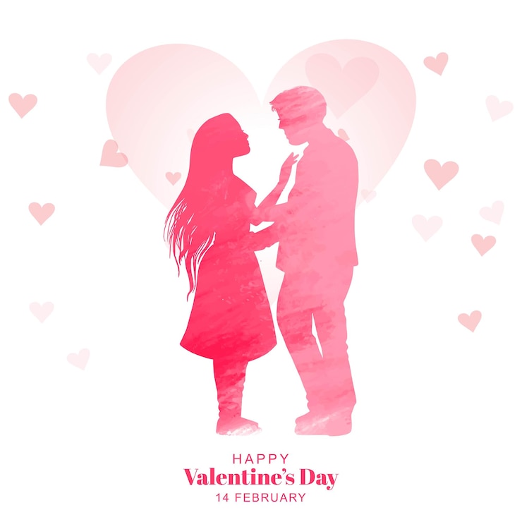 Vecteur gratuit un beau couple d'amoureux qui s'embrassent pour la fête de la saint-valentin.