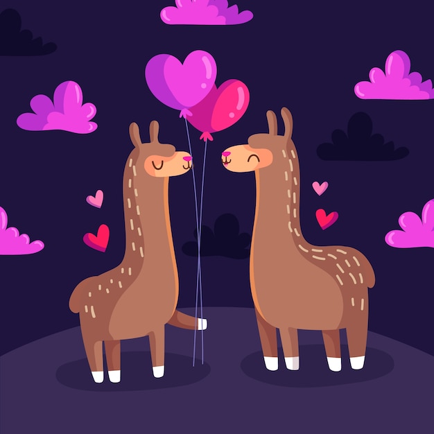 Vecteur gratuit beau couple d'animaux de la saint-valentin