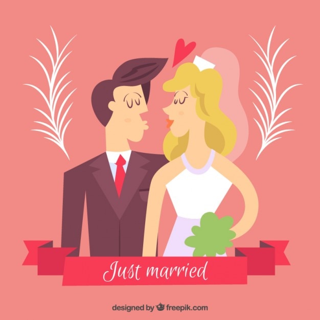 Vecteur gratuit beau couple de mariage dans le style vintage