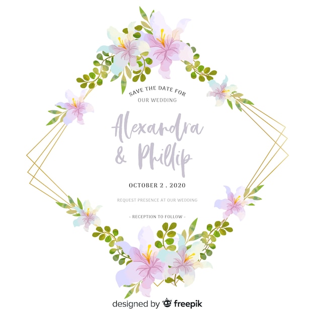 Beau Design D'invitation De Mariage Floral