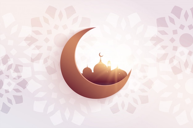 Vecteur gratuit beau festival de voeux avec mosquée et lune