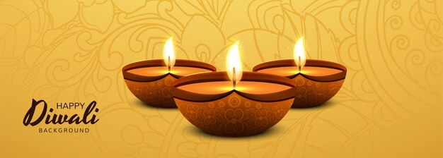 Beau Fond De Bannière De Célébration De Lampe à Huile Diwali Diya