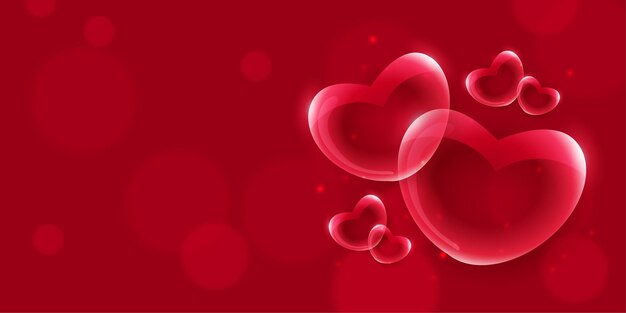 Beau fond de bannière Saint Valentin amour rouge effet de verre coeur 3D polyvalent