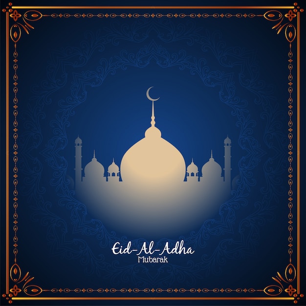 Vecteur gratuit beau fond bleu religieux eid-al-adha mubarak