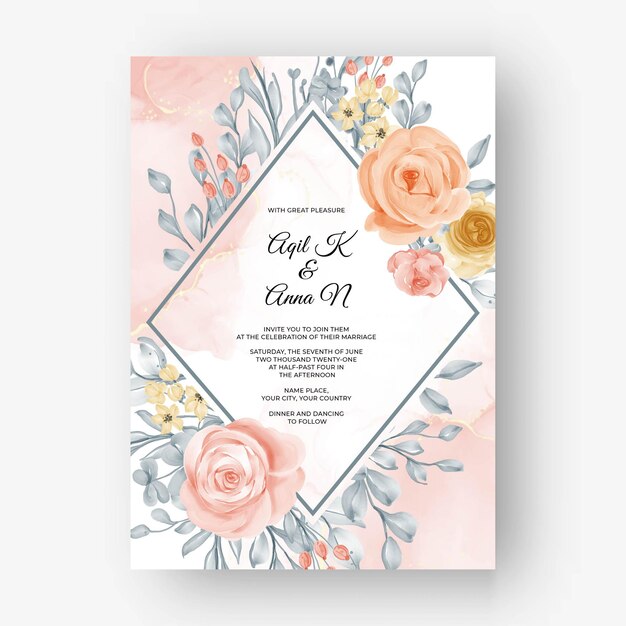 Beau fond de cadre rose pour invitation de mariage avec une couleur pastel douce