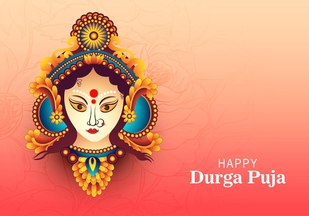 Vecteur gratuit beau fond décoratif de carte de festival indien durga puja heureux