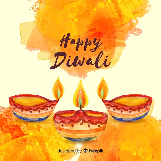 Beau Fond De Diwali Aquarelle