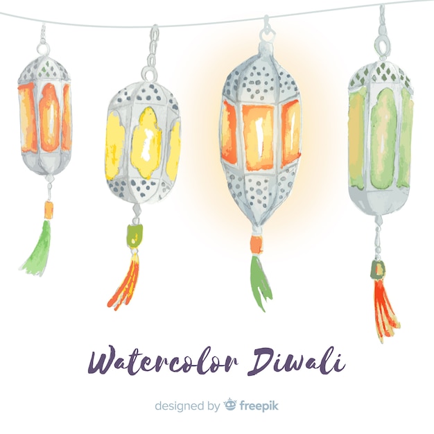 Vecteur gratuit beau fond de diwali aquarelle