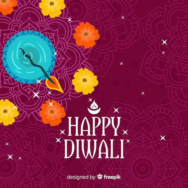 Beau Fond De Diwali Avec Un Design Plat