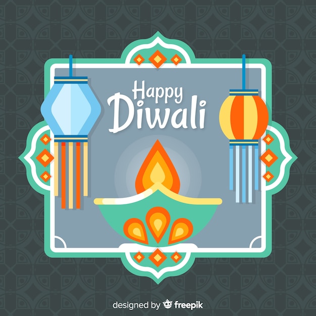 Vecteur gratuit beau fond de diwali avec un design plat