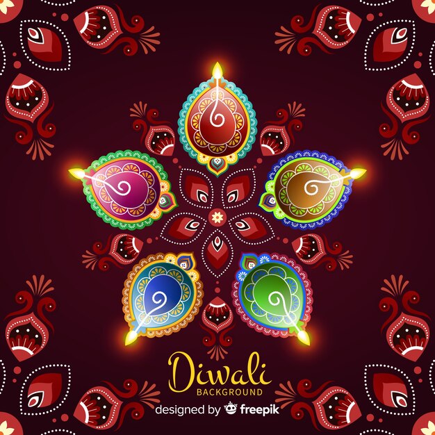 Beau fond de diwali avec un design plat