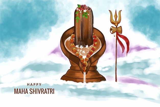 Vecteur gratuit beau fond de festival maha shivratri avec conception de cartes shiv ling