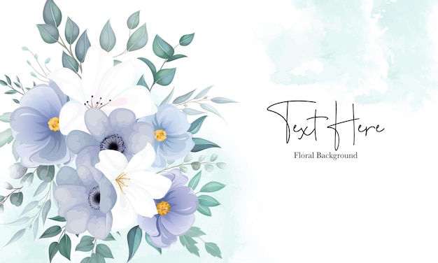 Beau fond floral avec une élégante fleur bleu marine et blanche