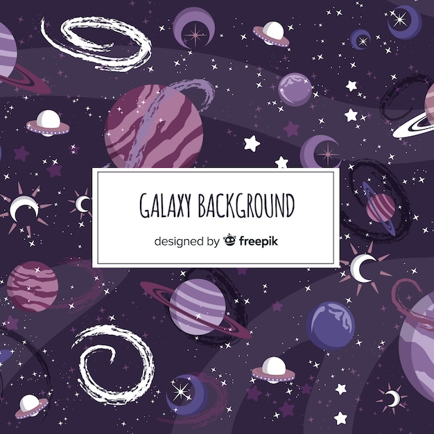 Vecteur gratuit beau fond de galaxie dessiné à la main