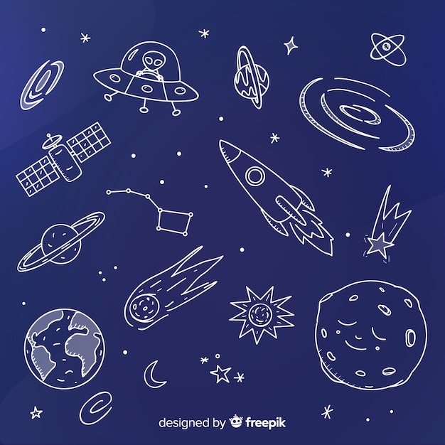 Vecteur gratuit beau fond de galaxie dessiné à la main