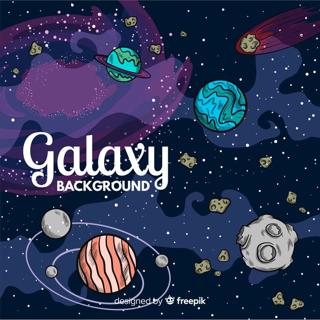 Beau fond de galaxie dessiné à la main