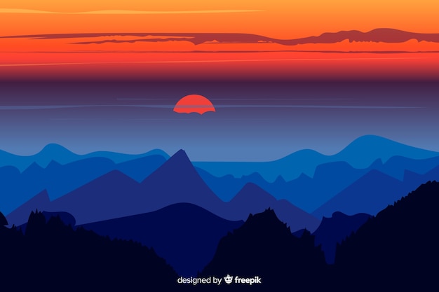 Vecteur gratuit beau jeu de couleurs au dessus des montagnes