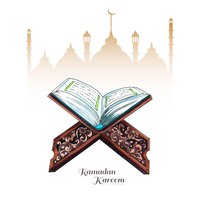 Beau livre sacré du ramadan kareem du coran pour le fond des vacances musulmanes