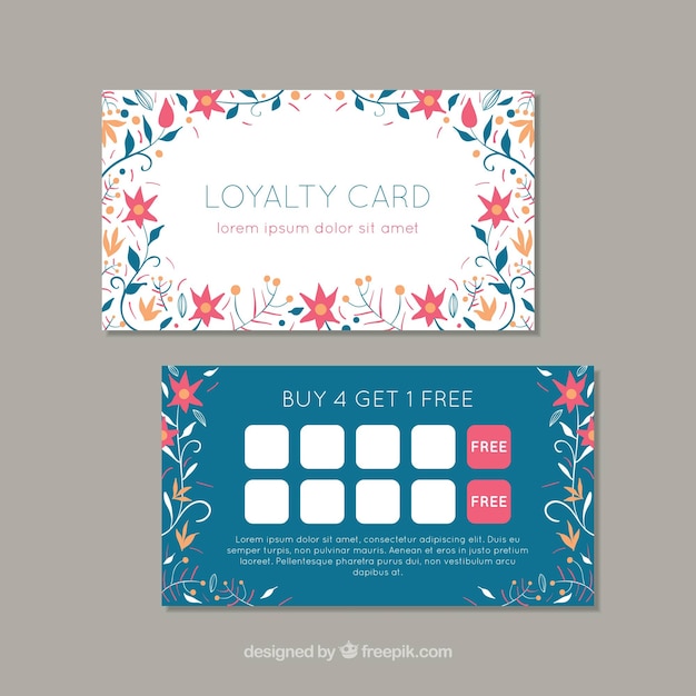 Vecteur gratuit beau modèle de carte de fidélité avec style floral