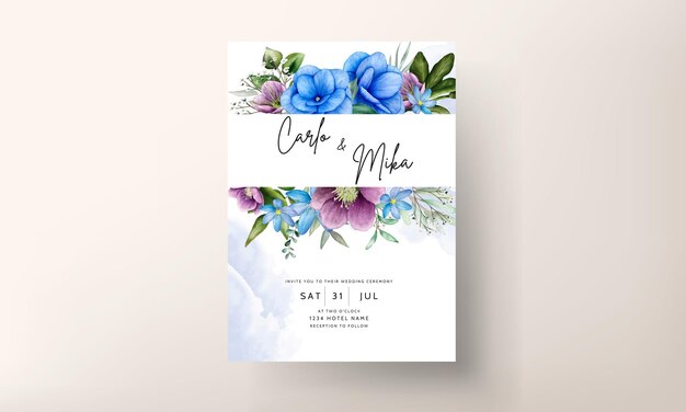 Vecteur gratuit beau modèle de carte de mariage floral aquarelle