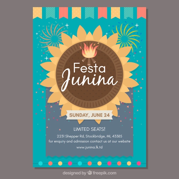 Vecteur gratuit beau modèle de couverture festa junina créative