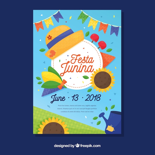 Vecteur gratuit beau modèle de couverture pour festa junina