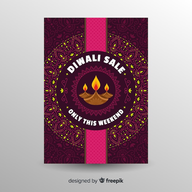 Beau Modèle De Flyer Vente Diwali Avec Design Plat